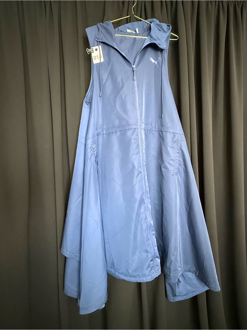 Puma Women's Light Blue Sleeveless Hooded Zip Coat